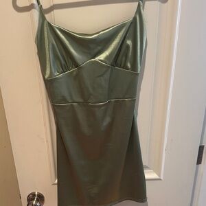Windsor Satin Mini Dress in Sage Green